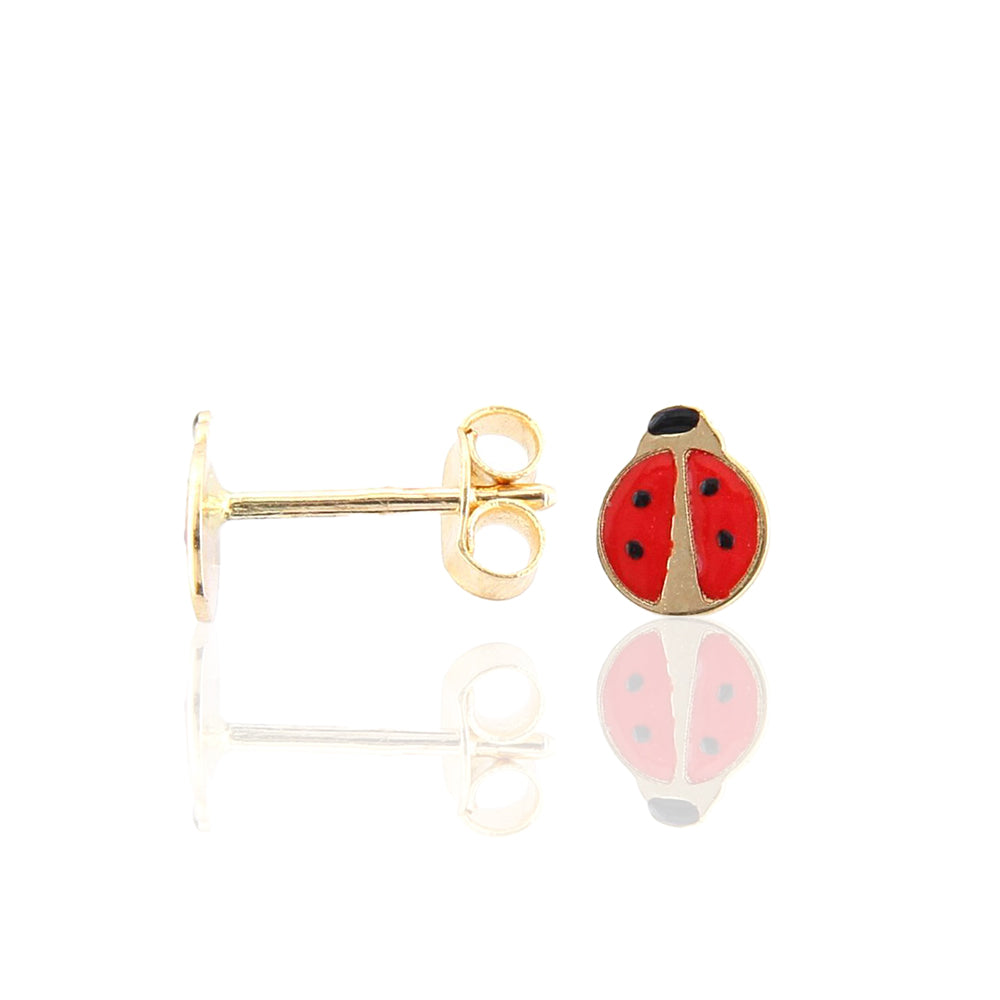 Orecchini Bambina Coccinella in Oro Giallo con Smalto