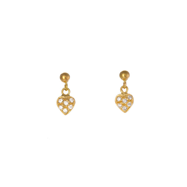 My Gold Orecchini Bimba A Cuore In Oro 585 (14kt) Con Zirconi - 12x6 Mm Fatti A Mano - 2