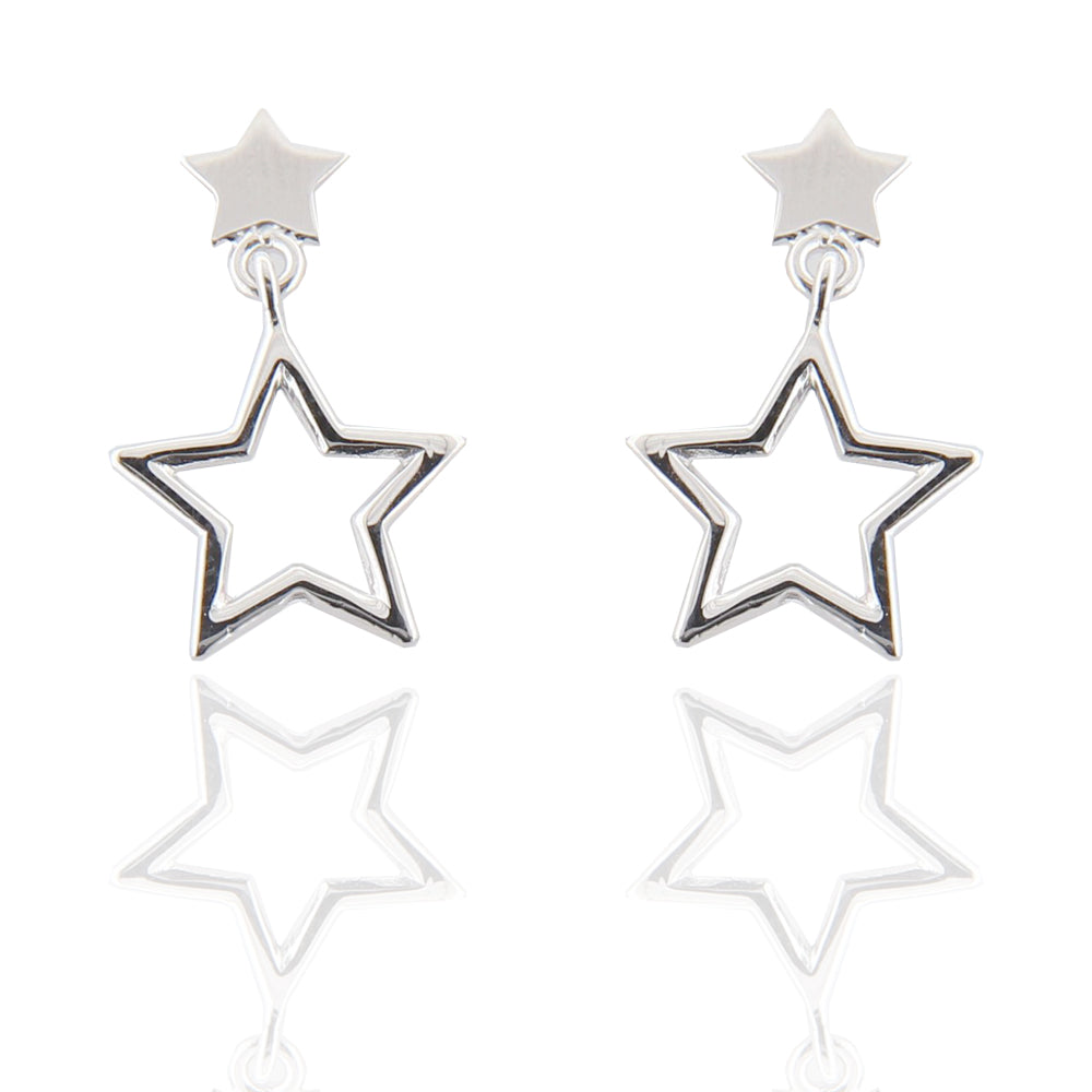 Orecchini Bambina Stella in Oro Bianco Lucido