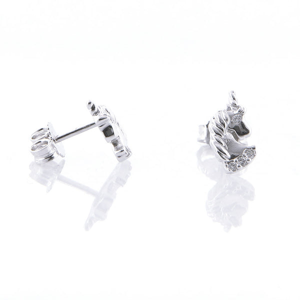 Orecchini Da Bambina Laimons Con Unicorno, In Argento 925 E Smalto Rosa Glitterato, Confezione Regalo