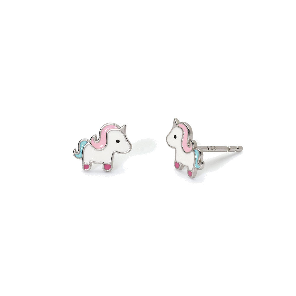 Orecchini Bambina in Argento Unicorno Smaltato Mabina Gioielli
