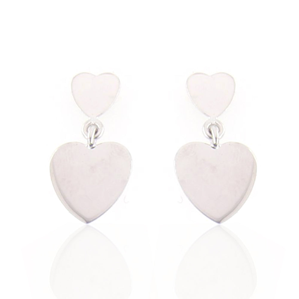 Orecchini Bambina in Oro Bianco con Cuore Doppio
