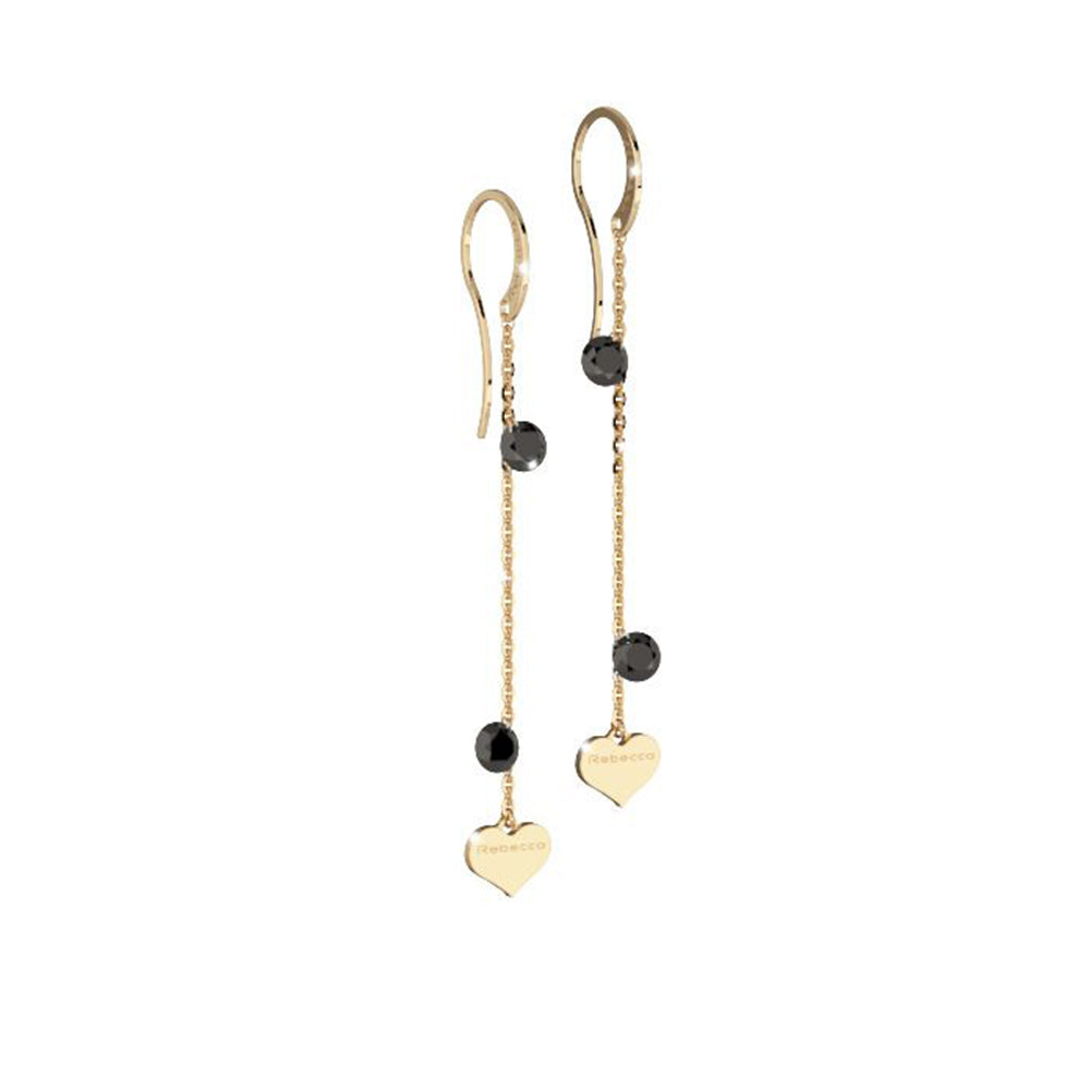 Orecchini Donna Argento Gold Lucciole Pietre Nera Rebecca Gioielli