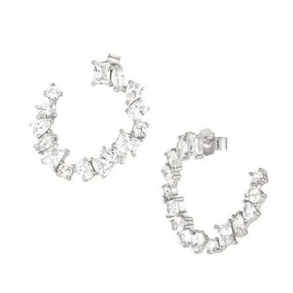 Orecchini Donna Argento Silver Colour Wave Bianco Nomination
