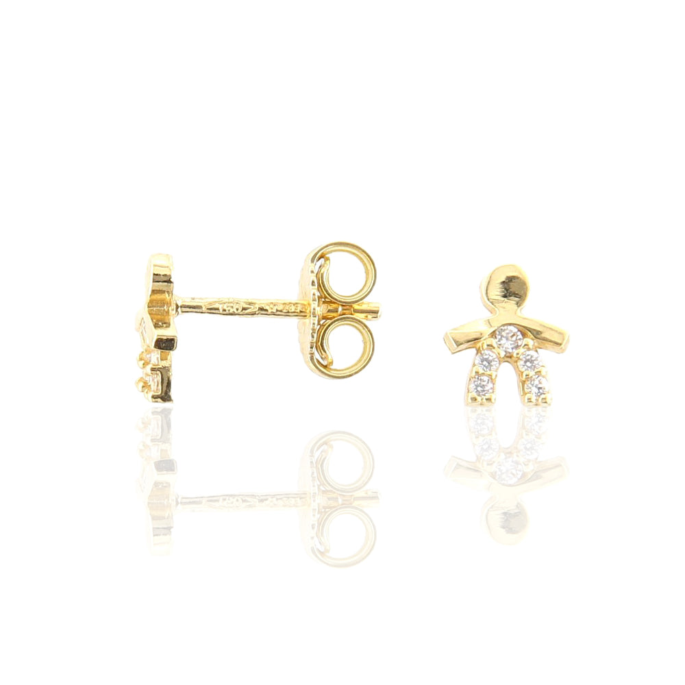 Orecchini Donna Bambino in Oro Giallo e Zirconi
