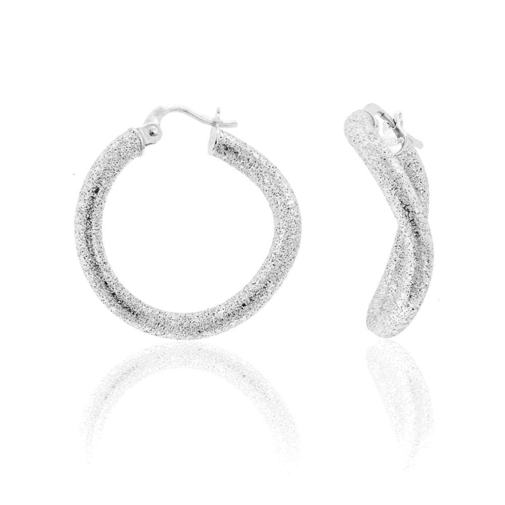 Orecchini Donna Cerchio Oro Bianco Puntinati