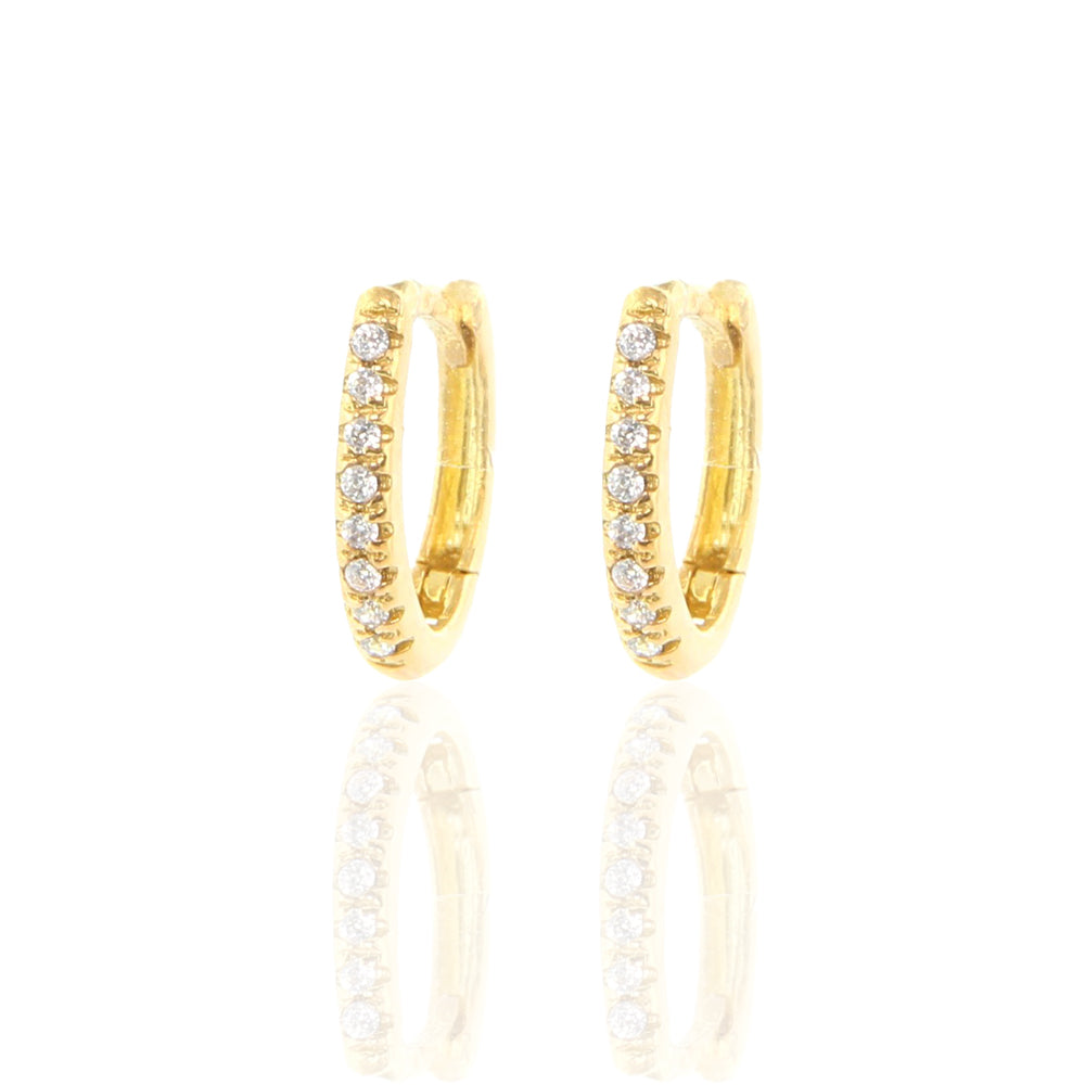 Orecchini Donna Ovali in Oro Giallo con Zirconi