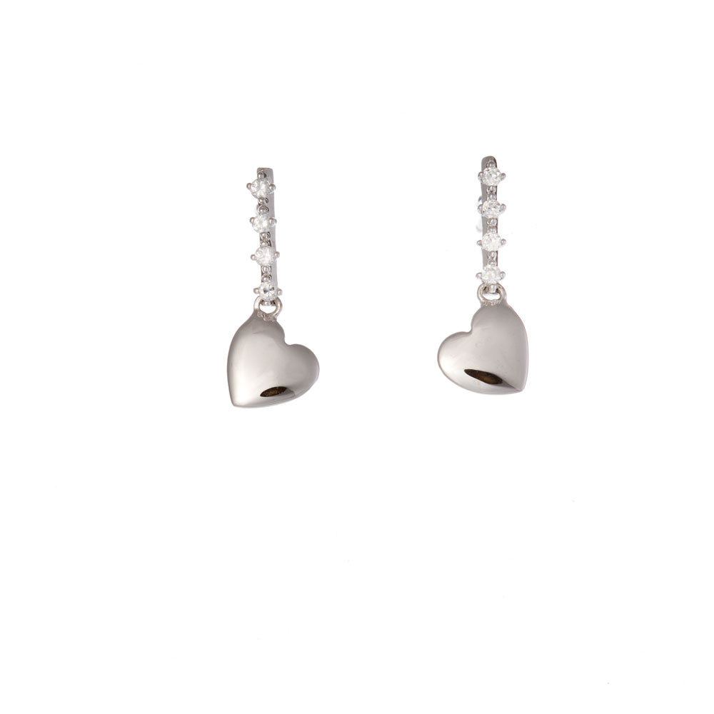 Orecchini Donna Cuore Oro Bianco con Zirconi