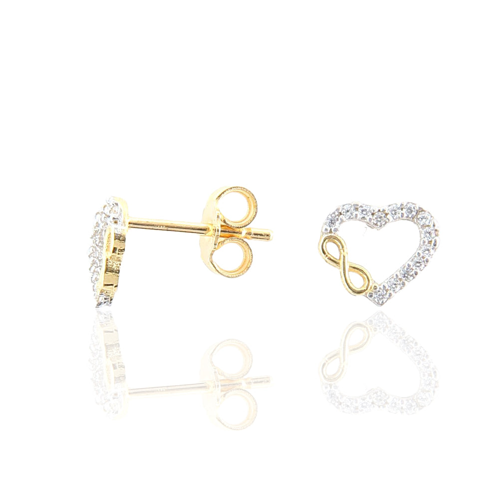 Orecchini Donna Cuore e Infinito in Oro Giallo con Zirconi