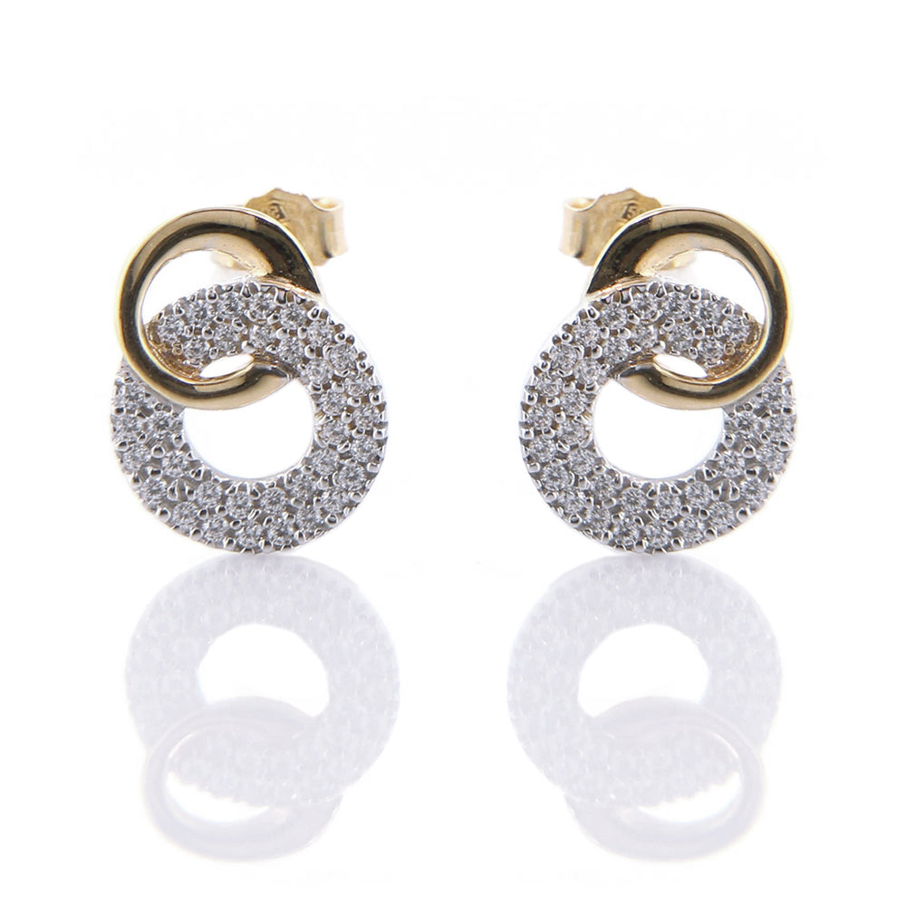 Orecchini Donna Fantasia in Oro Giallo e Bianco con Zirconi