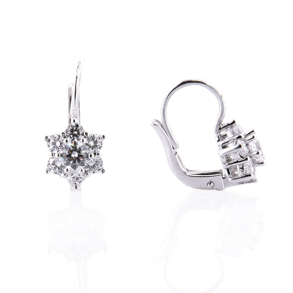 Orecchini Donna Fiore in Oro Bianco con Zirconi