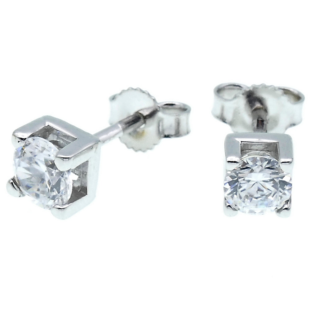 Orecchini Donna Oro Bianco con Zircone Grande