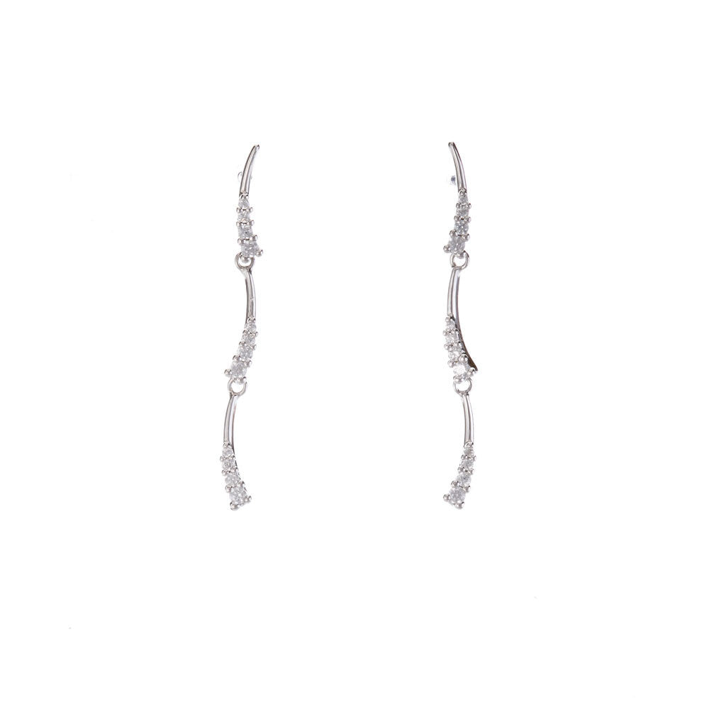 Orecchini Donna Oro Bianco con Zirconi