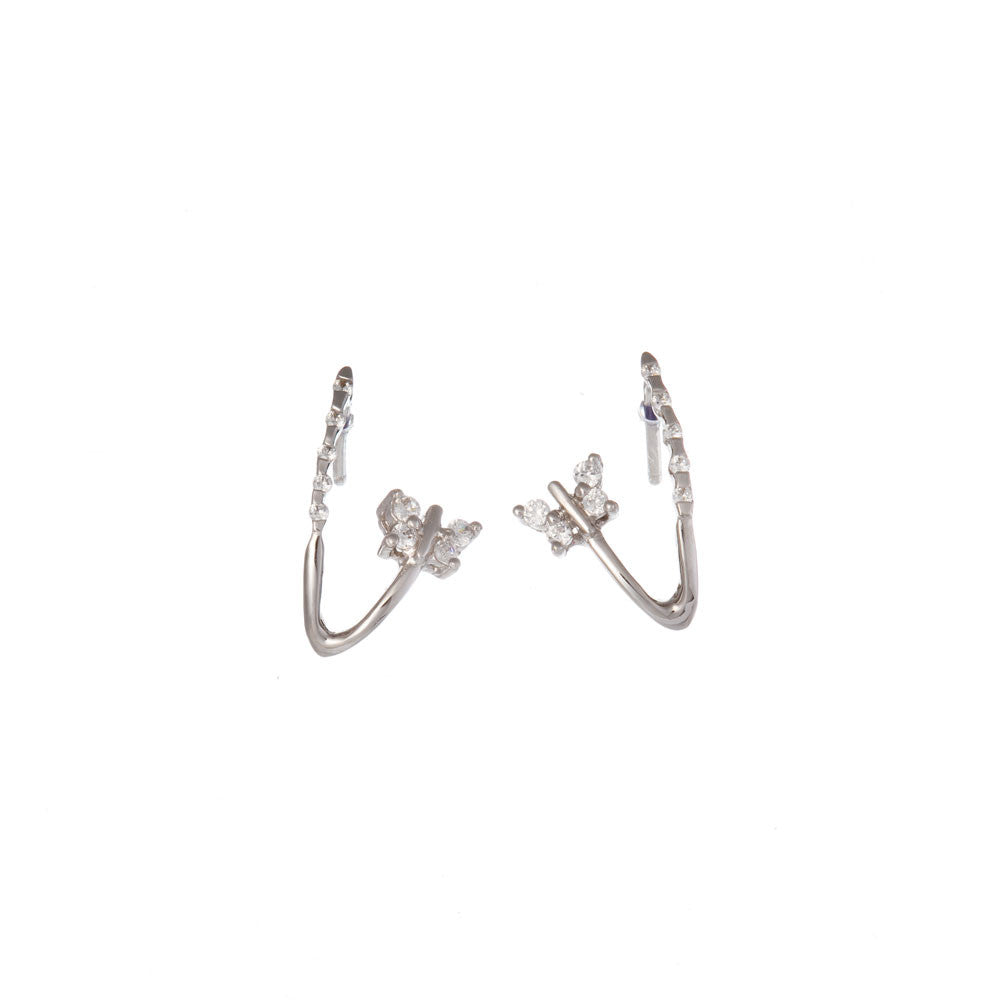 Orecchini Donna Oro Bianco con Zirconi