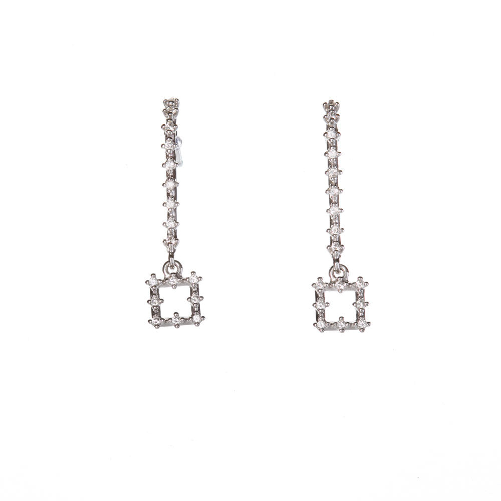Orecchini Donna Oro Bianco con Zirconi
