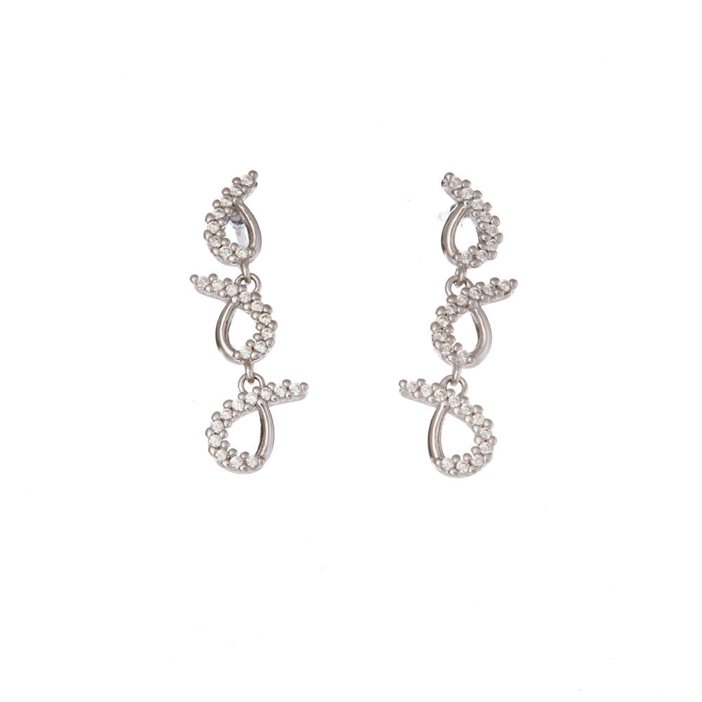 Orecchini Donna Oro Bianco con Zirconi