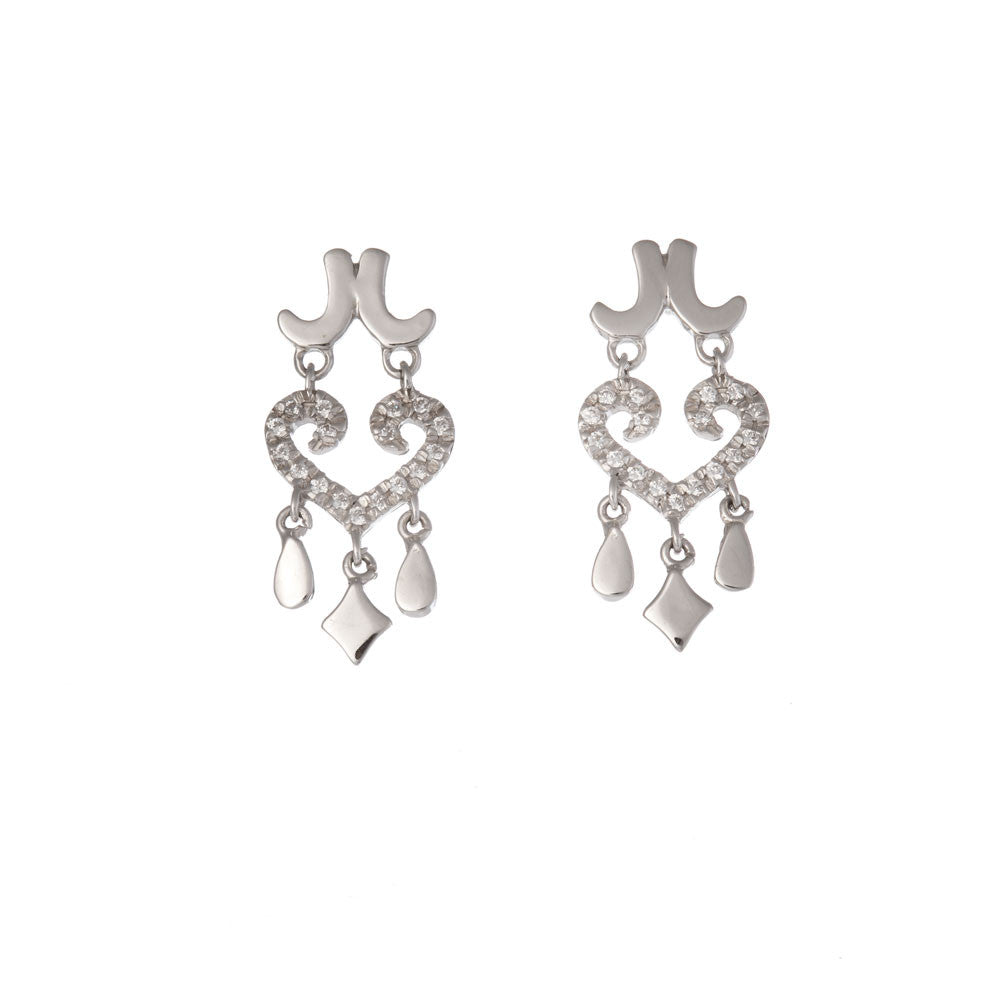 Orecchini Donna Oro Bianco con Zirconi