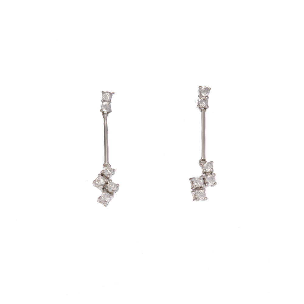 Orecchini Donna Oro Bianco con Zirconi