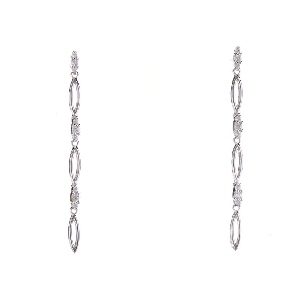 Orecchini Donna Oro Bianco con Zirconi