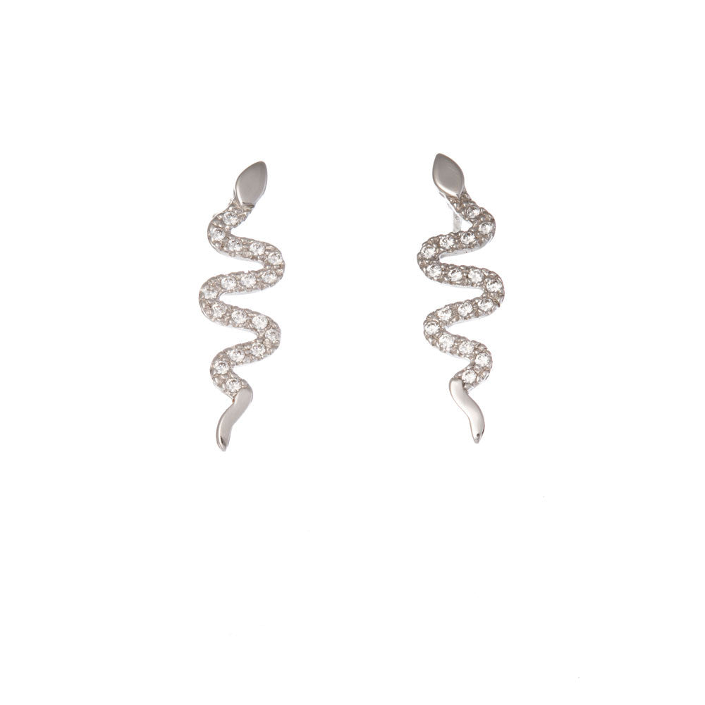 Orecchini Donna Oro Bianco con Zirconi