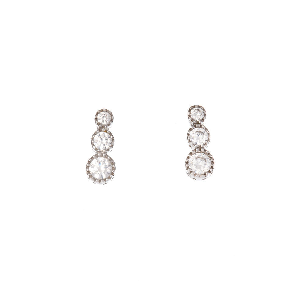 Orecchini Donna Oro Bianco con Zirconi