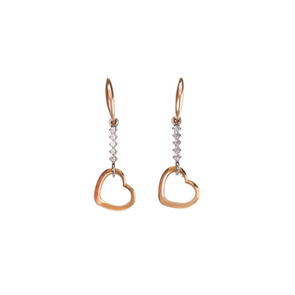Orecchini Donna Oro Bianco e Rosso con Zirconi