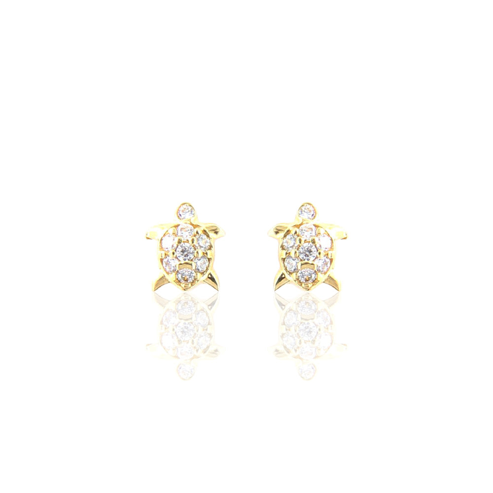 Orecchini Donna Tartaruga in Oro Giallo con Zirconi