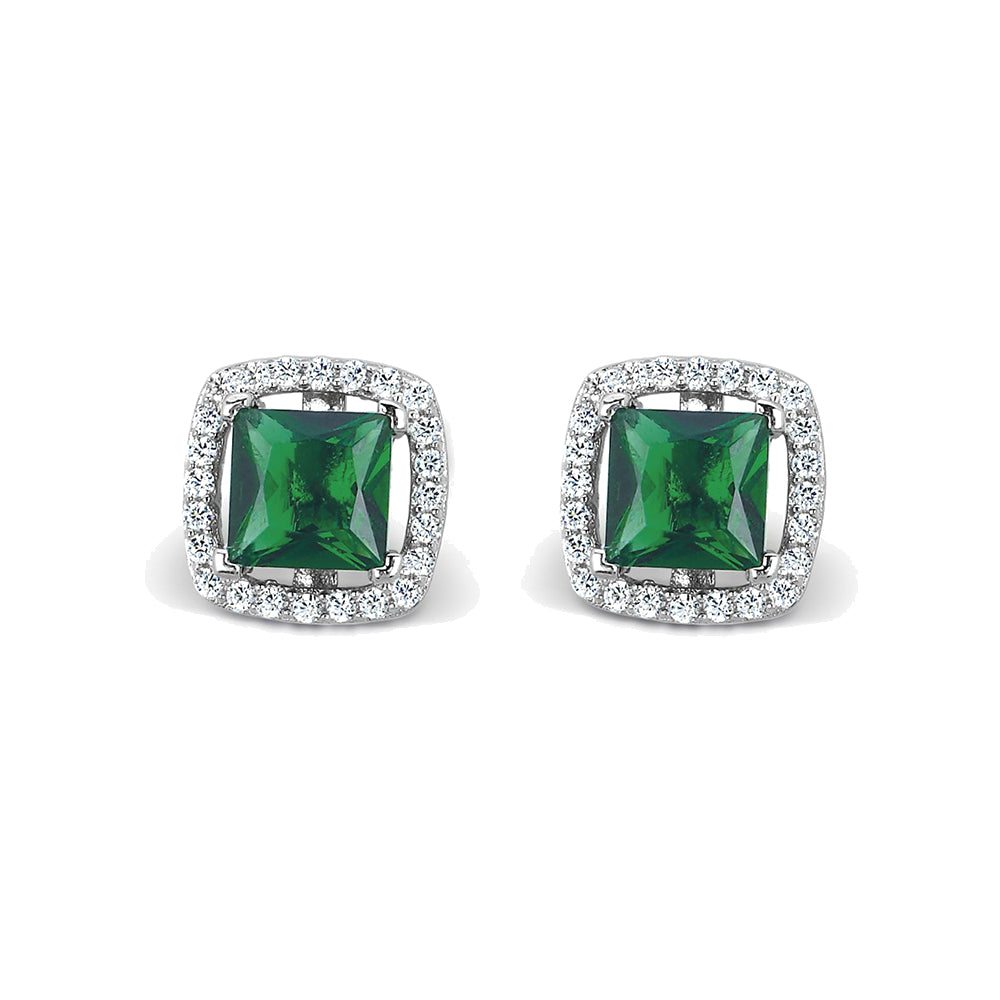 Orecchini Donna in Argento Smeraldo Sintetico Mabina Gioielli