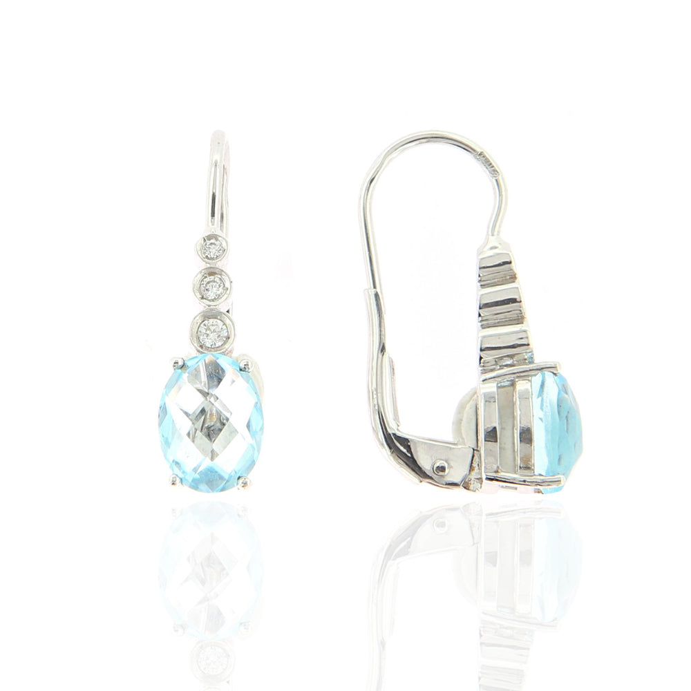 Orecchini Donna in Oro Bianco con Topazio Azzurro e Zirconi