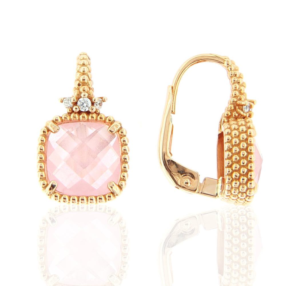 Orecchini Donna in Oro Rosa con Quarzo Rosa