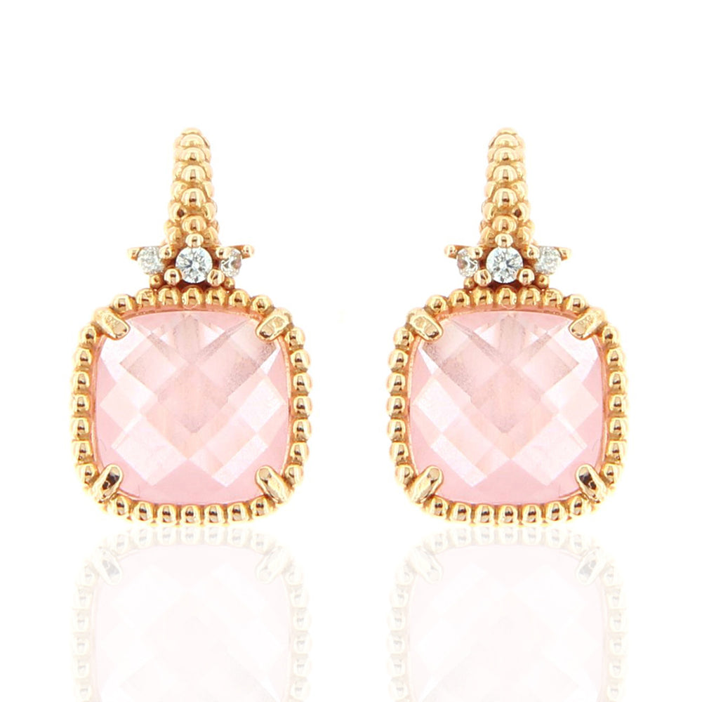 Orecchini Donna in Oro Rosa con Quarzo Rosa