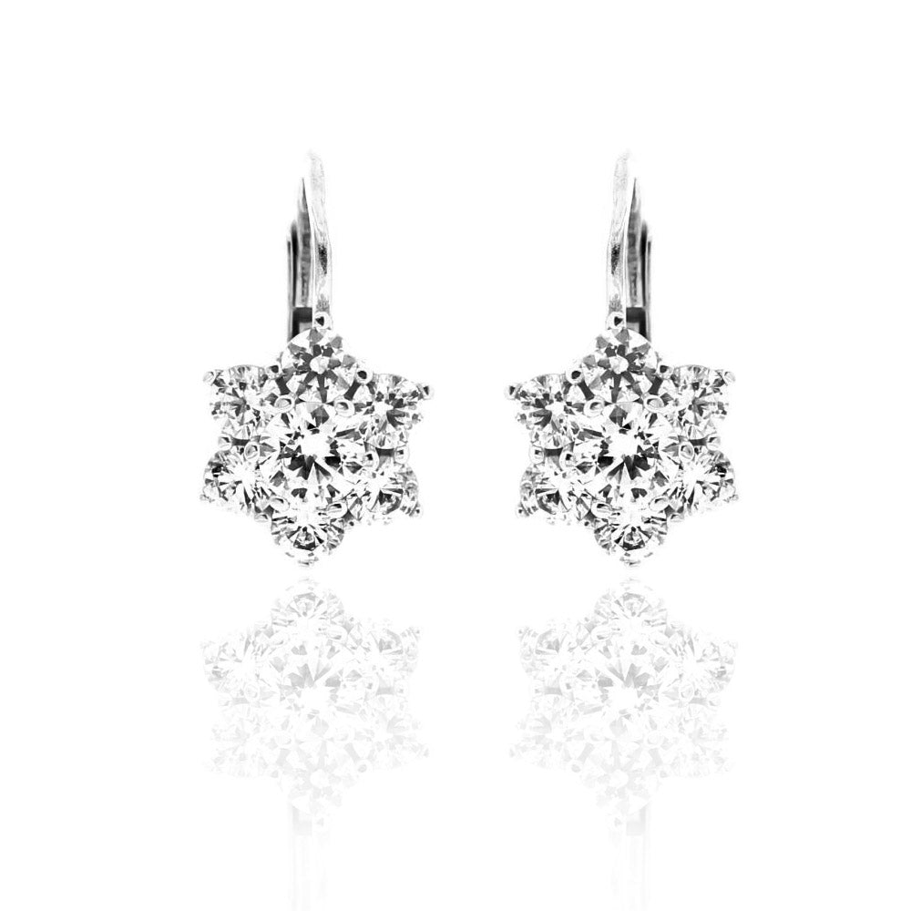 Orecchini Monachella Fiore in Oro Bianco con Zirconi