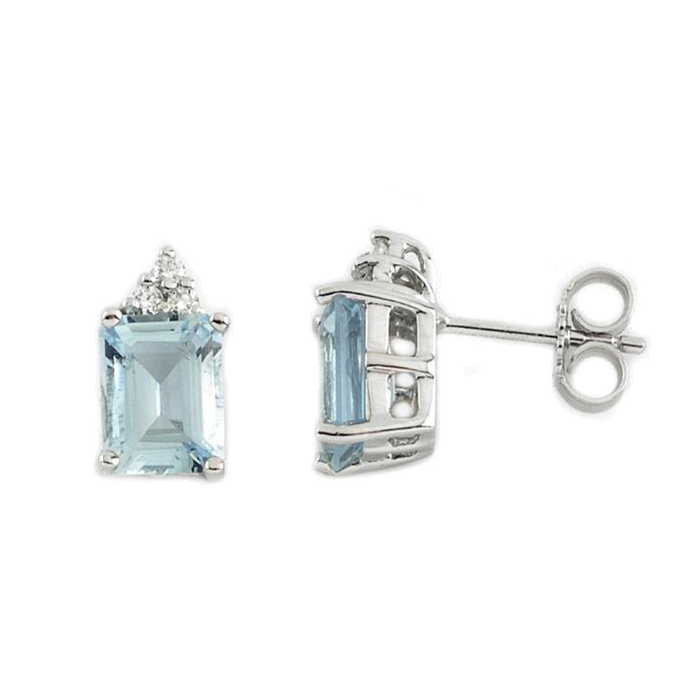 Orecchini Oro Bianco con Acquamarine e Diamanti