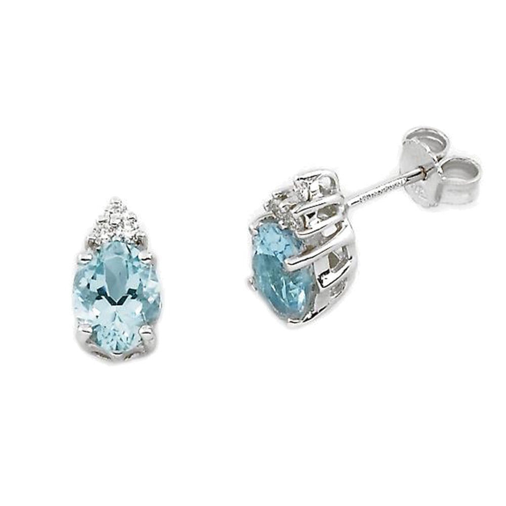 Orecchini Oro Bianco con Acquamarine e Diamanti