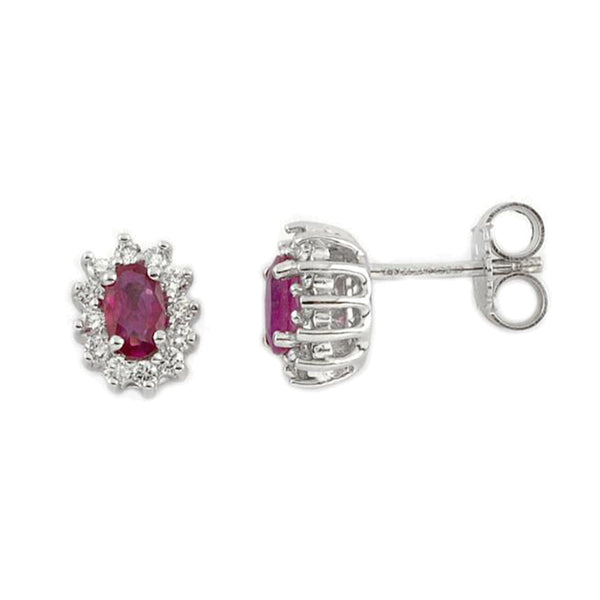 Orecchini Miluna Oro Bianco 9kt Rubino 0,4 ct e Diamanti ERD2795X