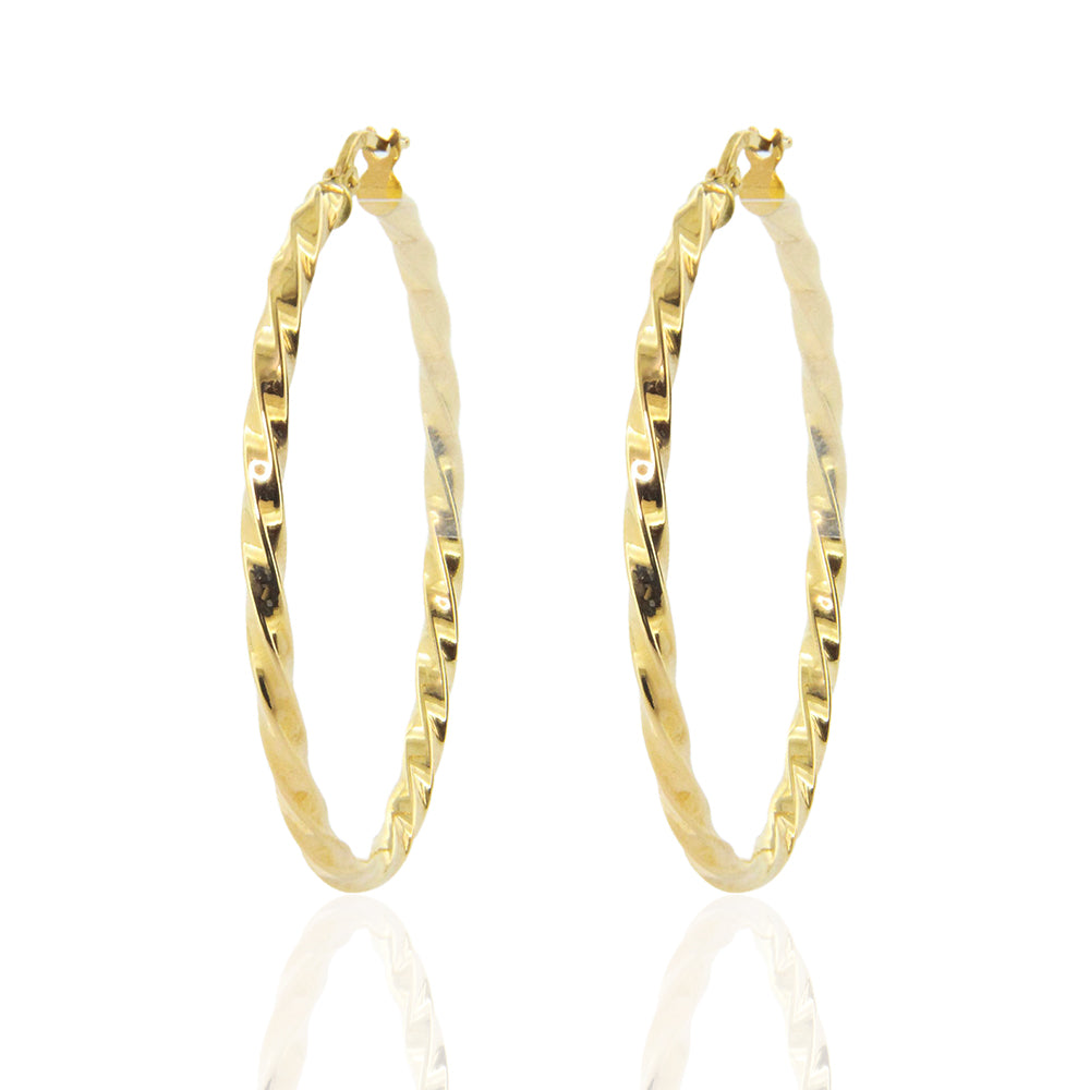 Orecchini Unisex Cerchio in Oro Giallo Canna Ritorta