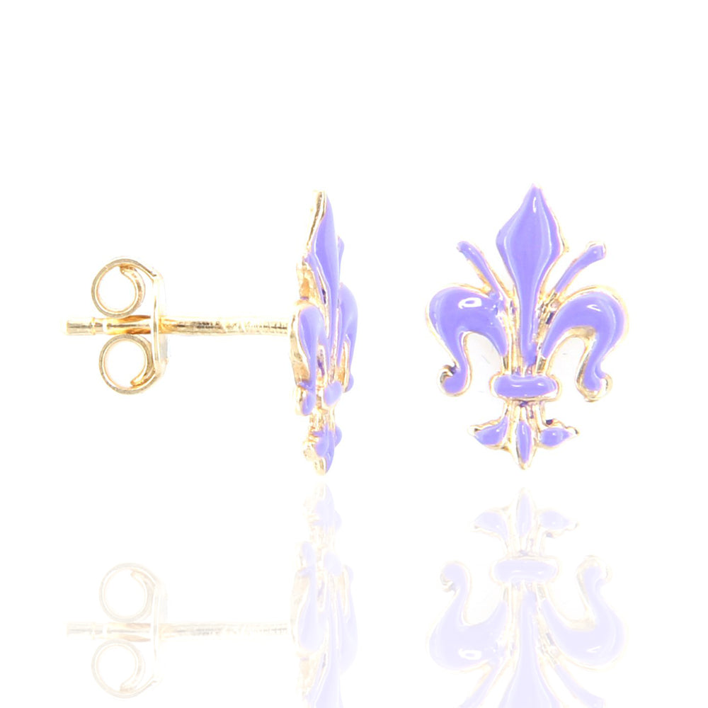 Orecchini Unisex Giglio Viola in Oro Giallo