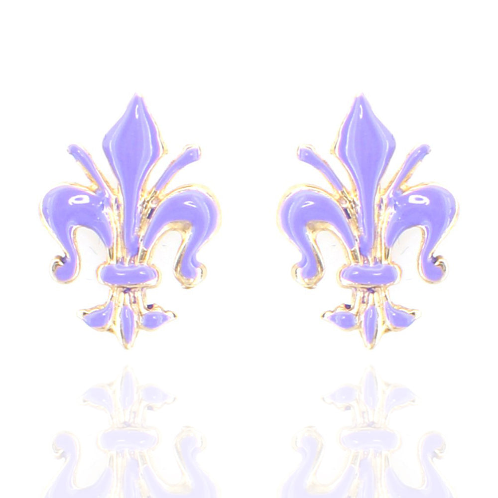 Orecchini Unisex Giglio Viola in Oro Giallo