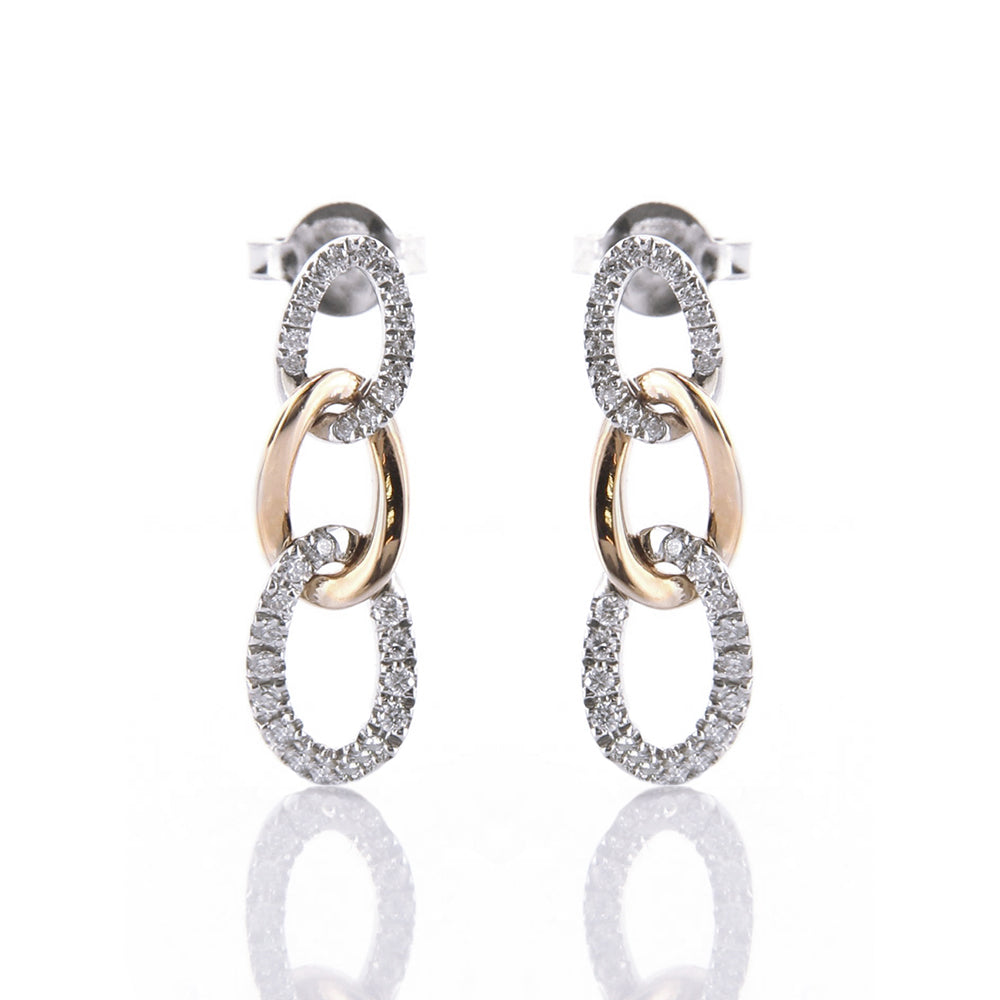 Orecchini a Catena in Oro Bianco e Rosa con Diamanti Davite & Delucchi