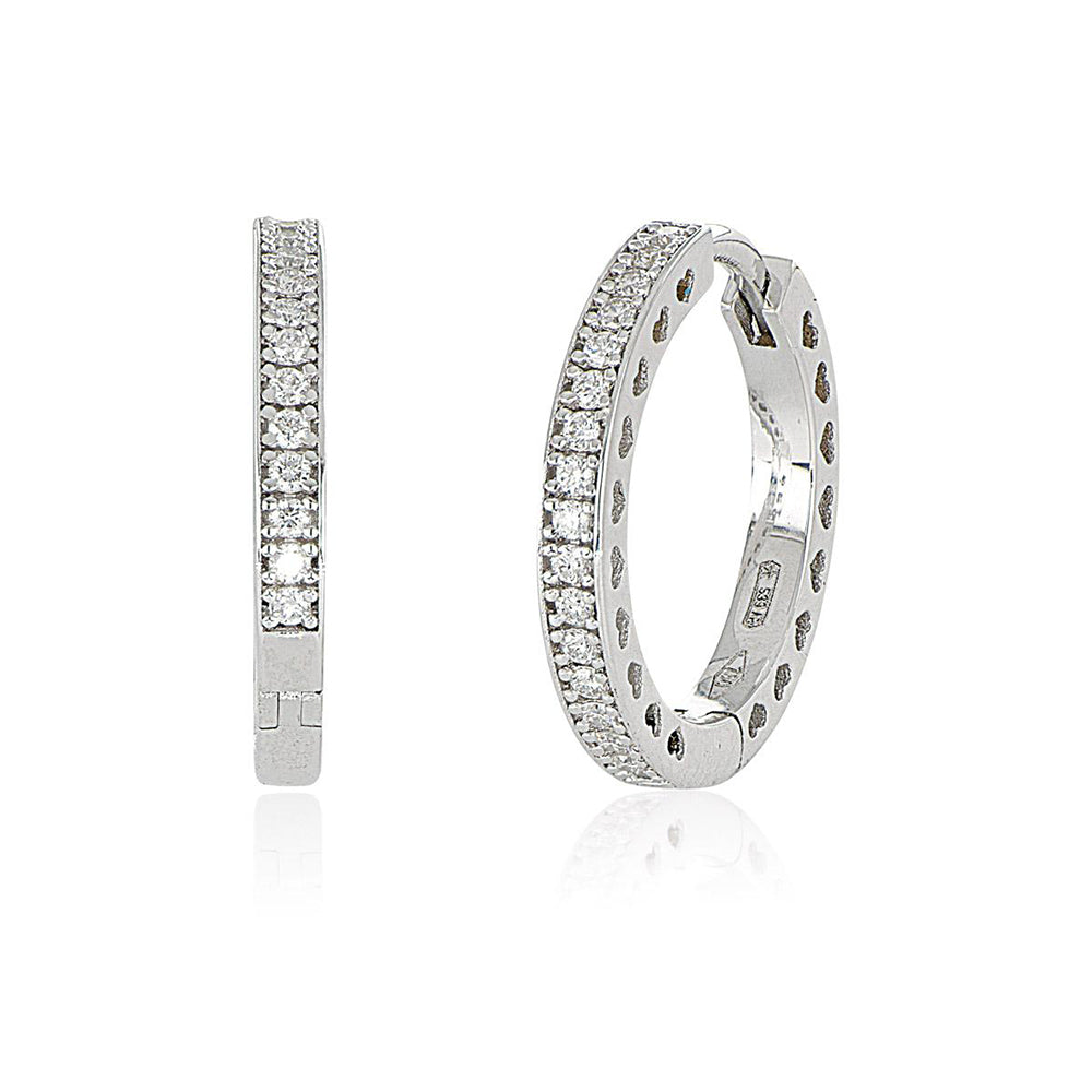 Orecchini a Cerchio in Oro Bianco con Diamanti Artlinea