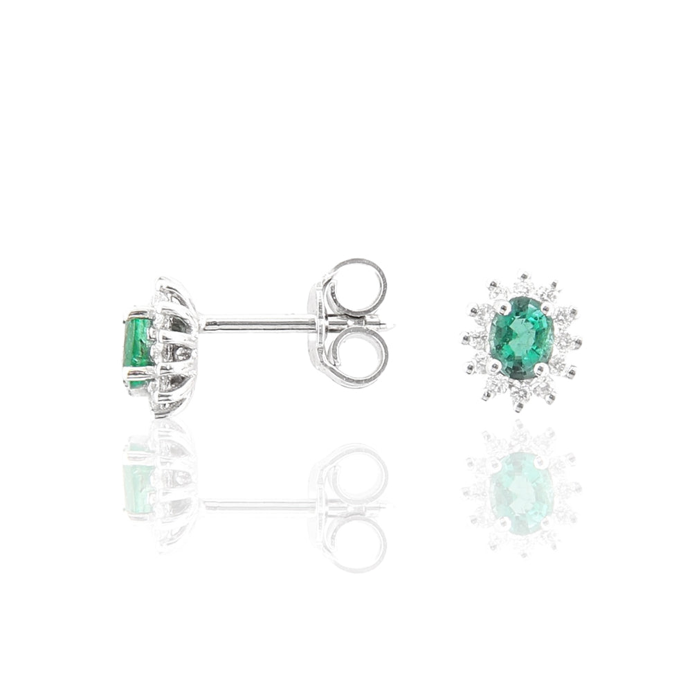 Orecchini in Oro Bianco con Diamanti e Smeraldo Davite & Delucchi