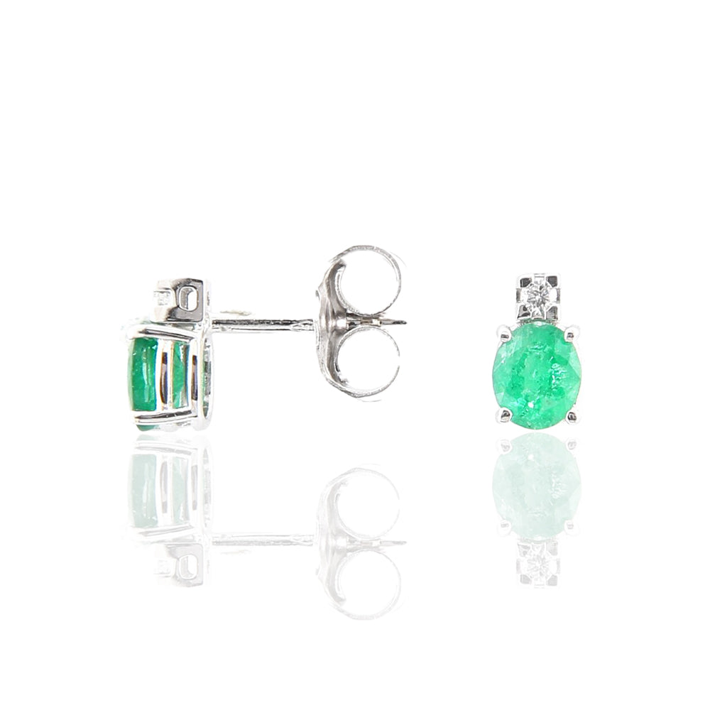 Orecchini in Oro Bianco con Diamanti e Smeraldo Davite & Delucchi