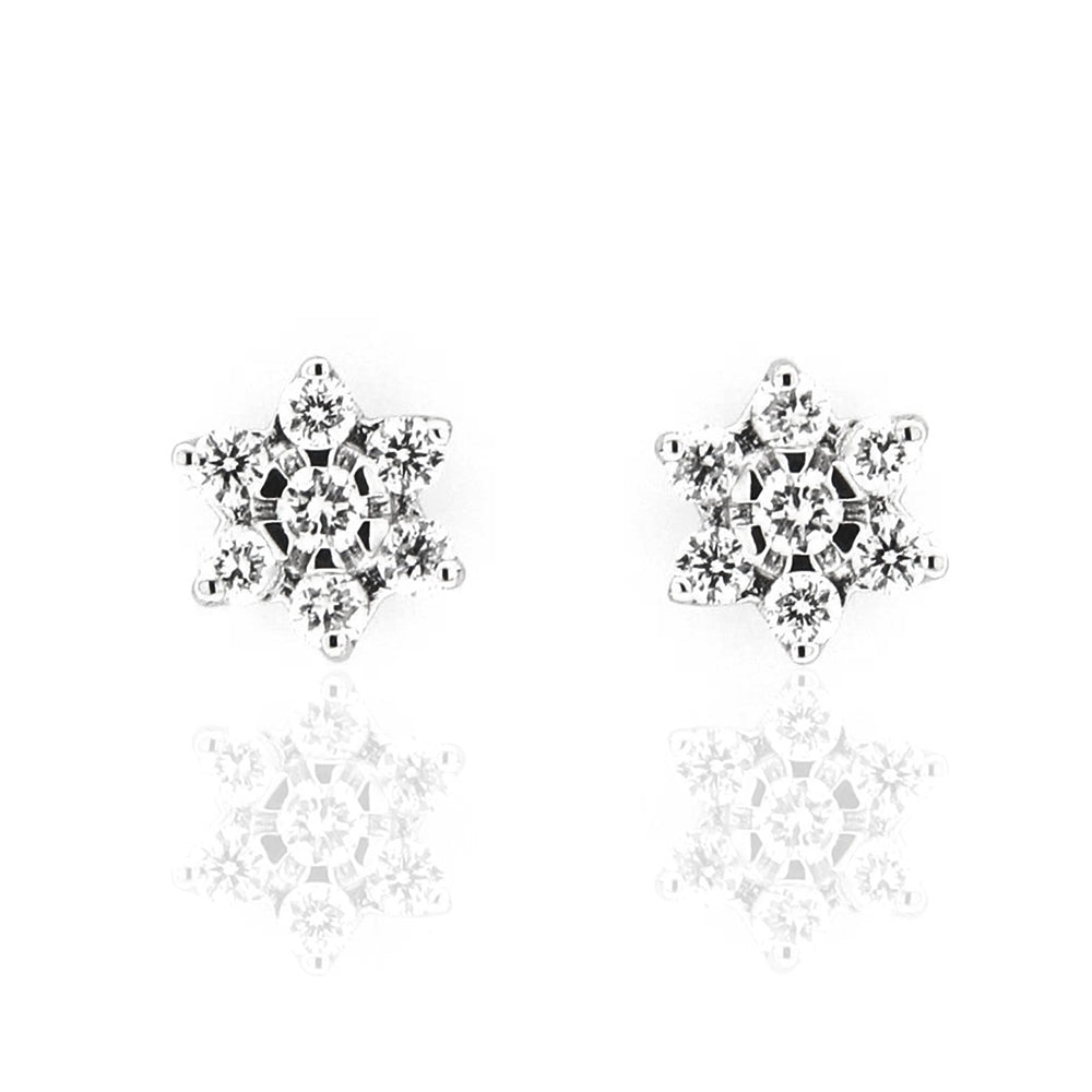 Orecchini Fantasia Fiori Oro Bianco con Diamanti