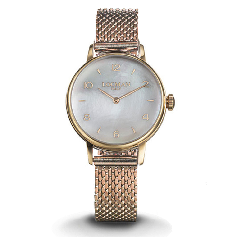 Orologio Donna Acciaio 1960 Rose Madreperla Maglia Milano Locman