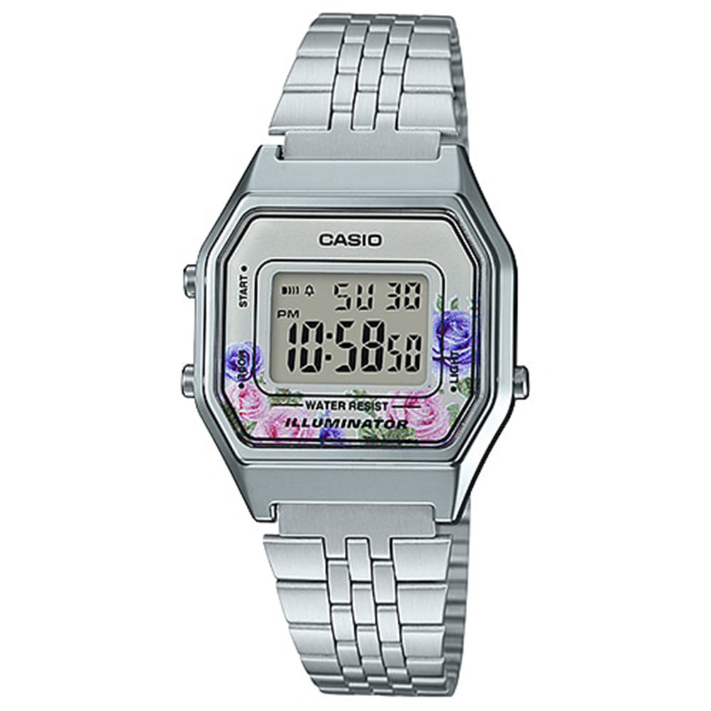 Orologio Donna Casio Vintage Digitale Bianco Floreale