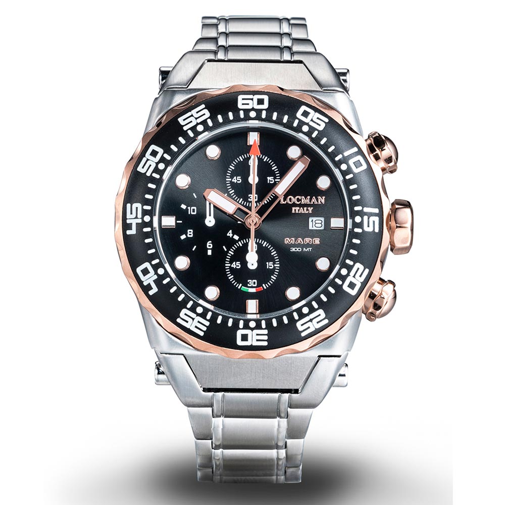 Cronografo Uomo Automatico Nuovo Mare Nero Rose Locman