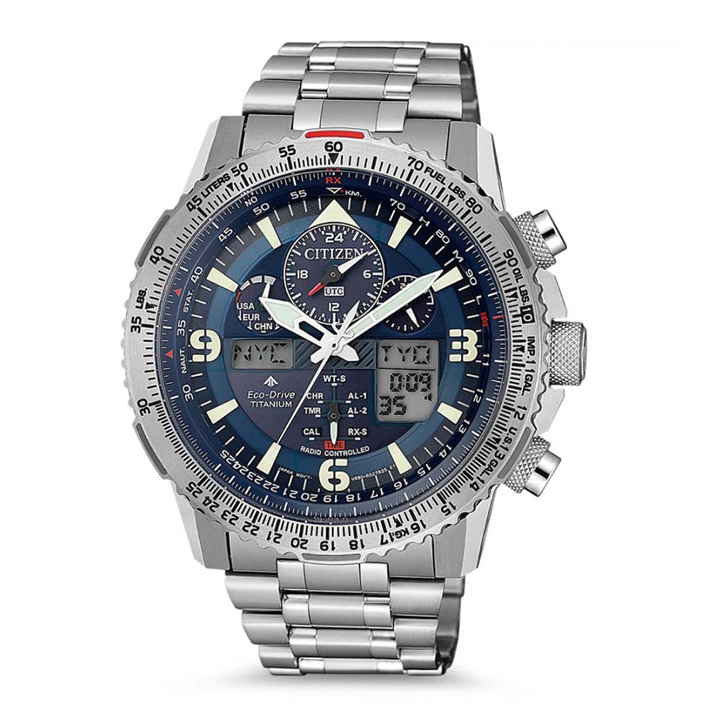 Orologio Uomo Eco Drive Blu Radiocontrollato SkyHawk Pilot Super Titanio Citizen