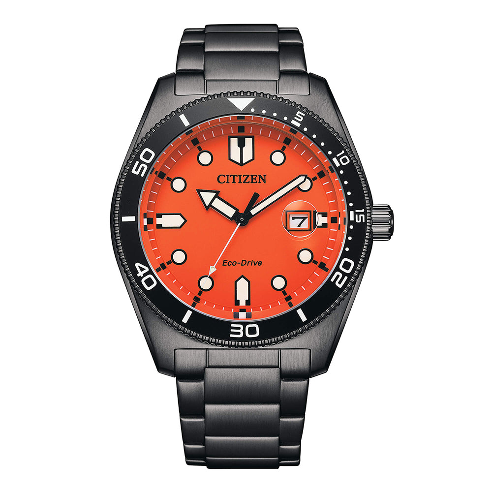 Orologio Uomo Marine Eco Drive Grey Arancio Citizen
