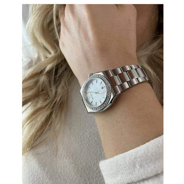 Bulova Surveyor Diamonds Orologio Donna 96R245 – Acciaio Con 22 Diamanti, Quadrante Madreperla, Bracciale Deployante, 5 ATM