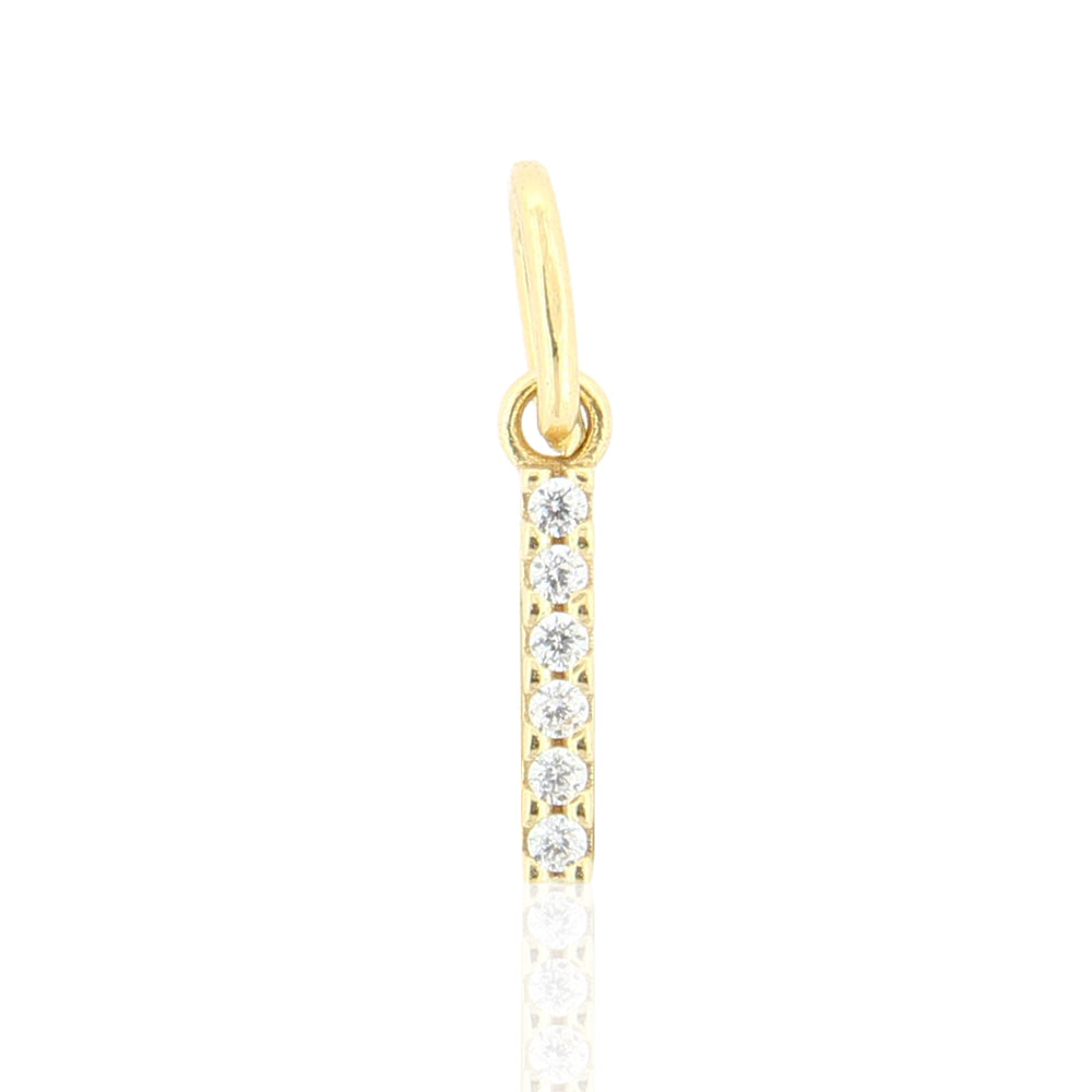 Pendente Donna Lettera I in Oro Giallo con Zirconi